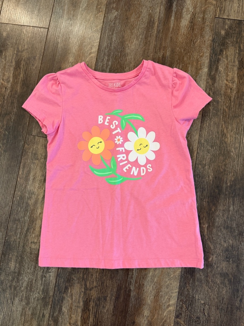 Kids Pink "Best Friends" Flower Graphic Tee